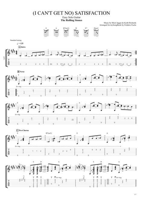 Satisfaction By The Rolling Stones Easy Solo Guitar Guitar Pro Tab