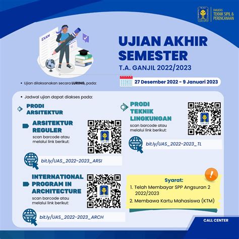 Jadwal Ujian Akhir Semester Ganjil Tahun Akademik Ftsp Uii