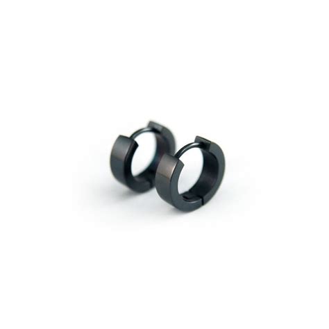 PAIRE BOUCLES D OREILLES HOMME ADO ACIER PLAQUÉ TOUTE NOIR A CLIPS