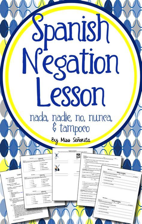 Spanish Negation Lesson Spanish Teacher Resources Lesson Writing