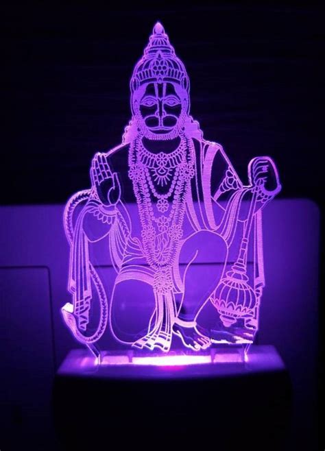 Vagalleryking Modern Contemporary Hanuman Ji 3d Illusion Acrylic Led Night Lamp For Decoration