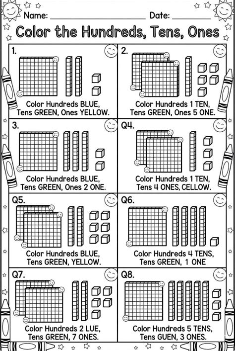 place  hundreds tens  worksheets  image  printables