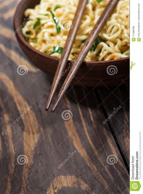 Traditional Chinese Noodles And Chopsticks Vertical Stock Image