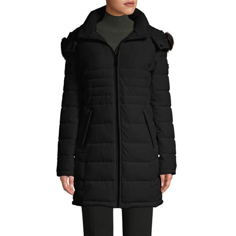 Calvin Klein Faux Fur Hooded Puffer Coat In Black Lyst