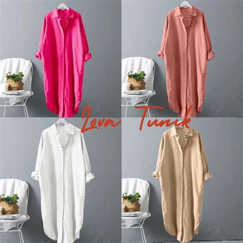 Jual TUNIK WANITA TERBARU LOVA BAHAN CRINKLE AIRFLOW MOTIF POLOS