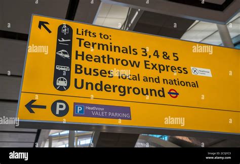 Direction Signs To Other Terminals At London Heathrow Airport London