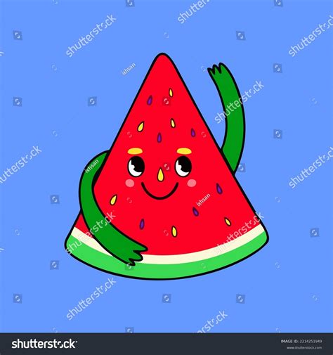 Cute Cartoon Watermelon Slice Character Funny Stock Vector Royalty