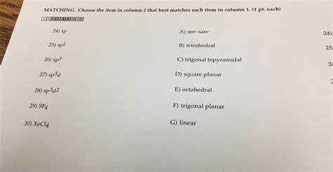 Solved Matching Choose The Item In Column That Best Chegg