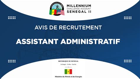 Le Mpe Recrute Un Assistant Administratif Mca Senegal Ii