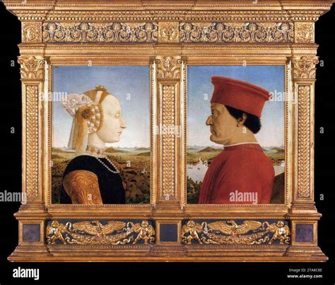 Portraits of Federico da Montefeltro and His Wife Battista Sforza 1473-75 by Piero Della ...