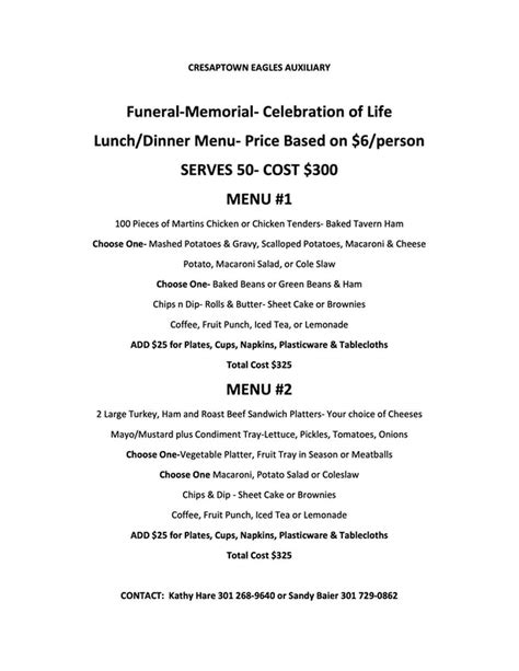 Funeral Luncheons Cresaptown Eagles 2883