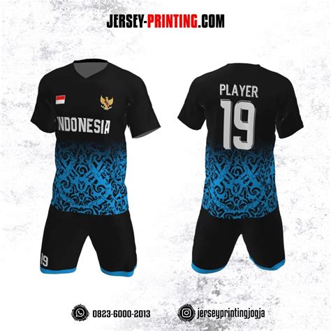 Jersey Futsal Hitam Motif Batik Biru Jersey Printing Bikin Jersey