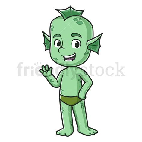 Cartoon Merman Waving Clipart Vector Friendlystock