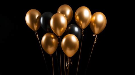 Premium Photo | Gold balloons on black background Gold balloons ...