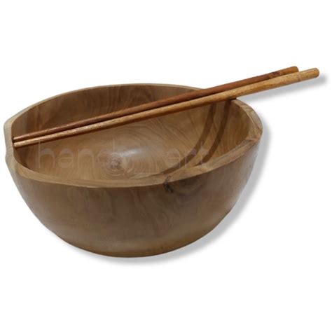 Jual Mangkok Kayu Jati Dengan Lubang Sumpit Sumpit Teak Wood Bowl