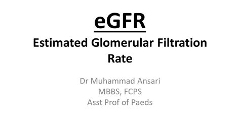 EGFR Calculation Estimated Glomerular Filtration Rate Creatinine