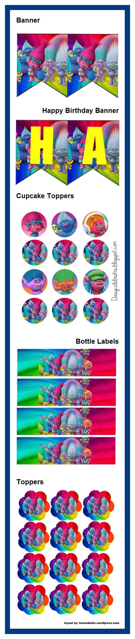 Trolls Movie Birthday Party Printable Files In 2024 Trolls Birthday