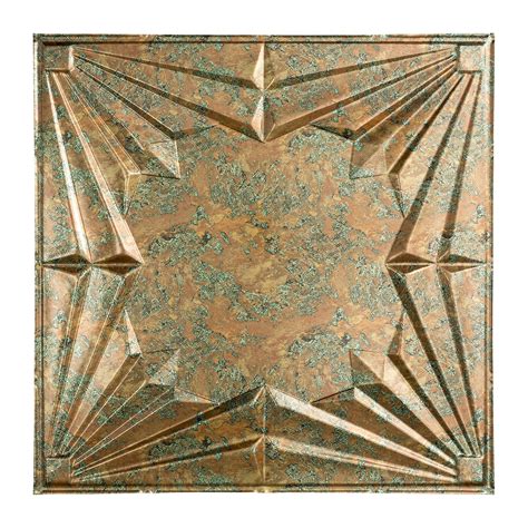 Fasade Easy Installation Art Deco Copper Fantasy Lay In Ceiling Tile Ceiling Panel 2 X 2