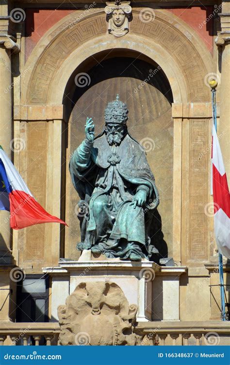 Bronze Statue Of Pope Gregory Xiii Sitting And Blessing Editorial