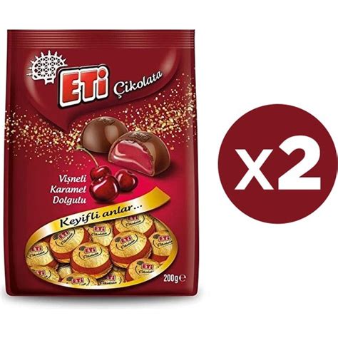 Eti Hediyelik Çikolata Vişneli Karamel Dolgulu 200 gr x 2 Adet OnuAl