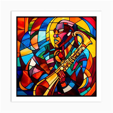 Jazz Musician Stained Glass Art Print By Bella Luna Fy