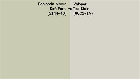 Benjamin Moore Soft Fern 2144 40 Vs Valspar Tea Stain 6001 1A Side