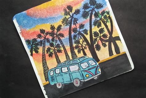 Watercolor sunset palm trees | Skillshare Student Project