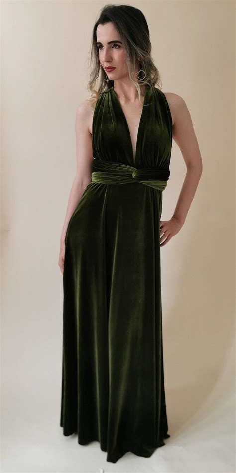 Olive Green Velvet Dress Infinity Dress Bridesmaid Dress Etsy