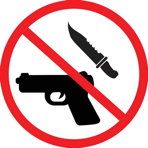 Sign Prohibited Gun And Knife On White Background Weapon Prohibited