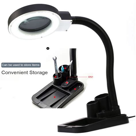 5x 10x Desktop Gooseneck Magnifying 40 Led Lamp Magnifier Desk Jewelry Light Us Ebay