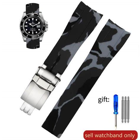 HOT CHALIUIUILILXWE 607 Dây Đeo Đồng Hồ Bằng Silicone Cho Rolex Black