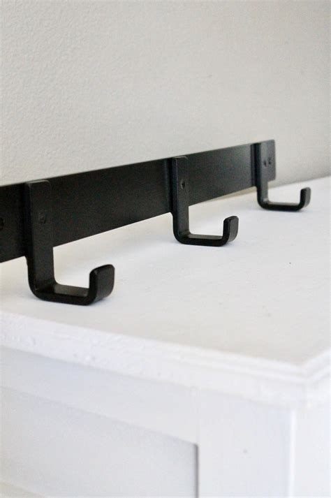 Metal Hook Rack With 34 Or 5 Hooks In Black Brass Or Steel Etsy Wall Mounted Coat Rack Coat