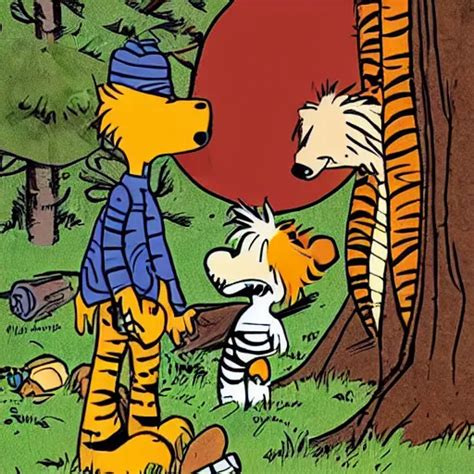 Calvin And Hobbes Camping In The Forest Stable Diffusion Openart