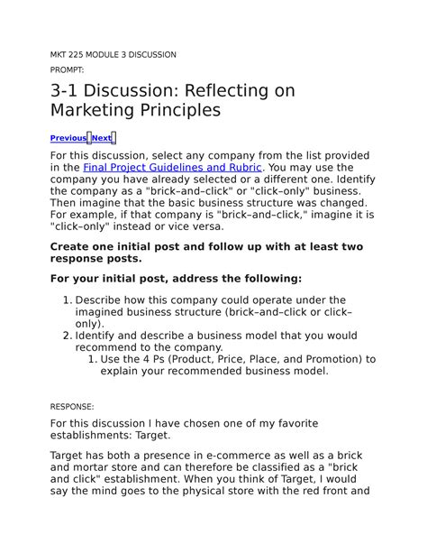 MKT 225 Module 3 Discussion MKT 225 MODULE 3 DISCUSSION PROMPT 3 1