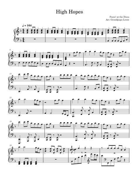 High Hopes Sheet Music For Piano Solo