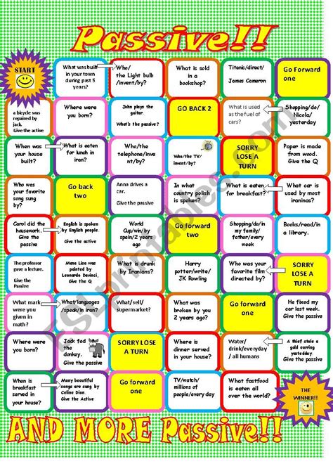 Passive Board Game Esl Worksheet By Hosseint