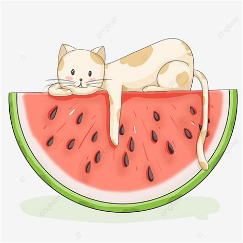 Summer Watermelon PNG Picture, Summer Watermelon Cartoon Cute Cat Image ...