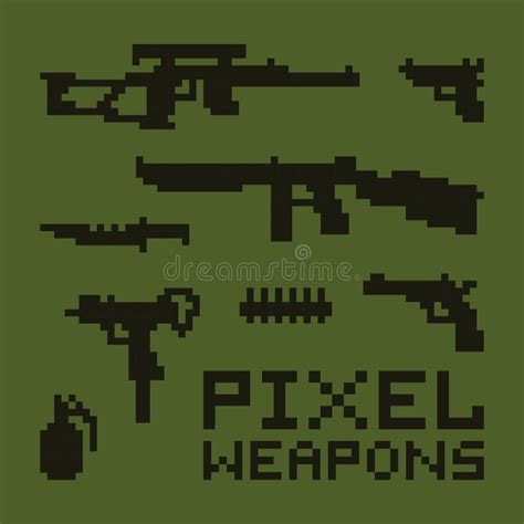 Pixel Art Gun Revolver Vintage Stock Illustration Illustration Of