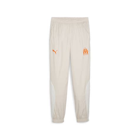 Pantalon survêtement avant match OM beige orange 2023 24 sur Foot fr