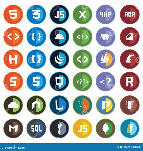 Html5 Css3 Js Icon Set Web Development Logo Icon Set Of Html Css And