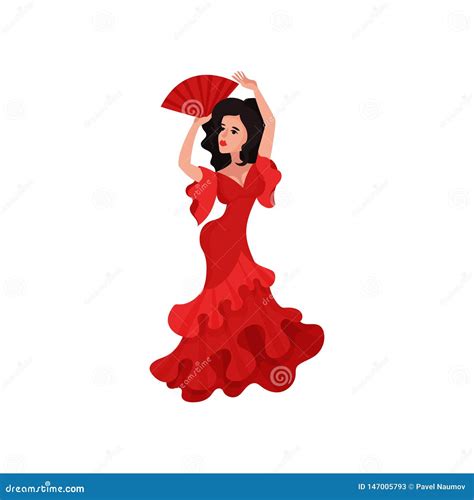 Girl Performs The Spanish Traditional Flamenco Dance Vector