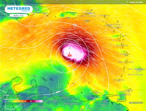 El huracán Beryl llega a categoría 5 con vientos de 270 km h al inicio