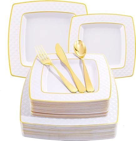 Amazon Supernal 125 Pcs Gold Plastic Plates Gold Square Plates