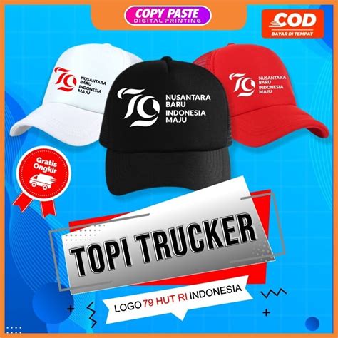 Jual Topi Jaring Trucker Logo Hut Ri Ke Hari Kemerdekaan Keren