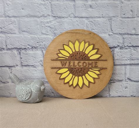 Sunflower Welcome Sign For Front Door Fall Welcome Sign With Etsy