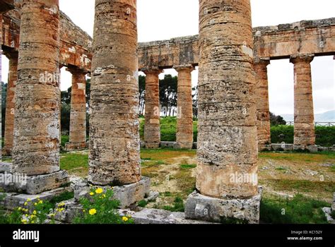 Ethe Ancient Greek Temple Of Poseidon Neptune At Segesta Sicily Near