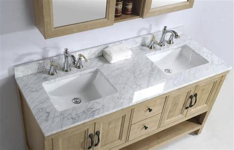 Tuscany® 61 X 22 Carrara Marble Vanity Top With Double Wave Bowls