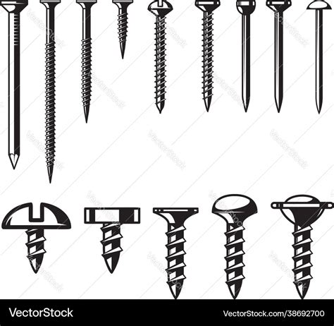 Set Screws And Nails Design Element Royalty Free Vector