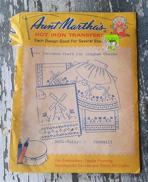 Aunt Martha S Hot Iron Transfers Tulips And Windmill EBay
