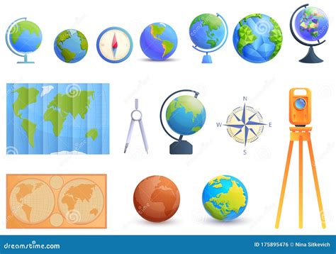 Cartographer Equipment Icon Cartoon Style Vector Illustration